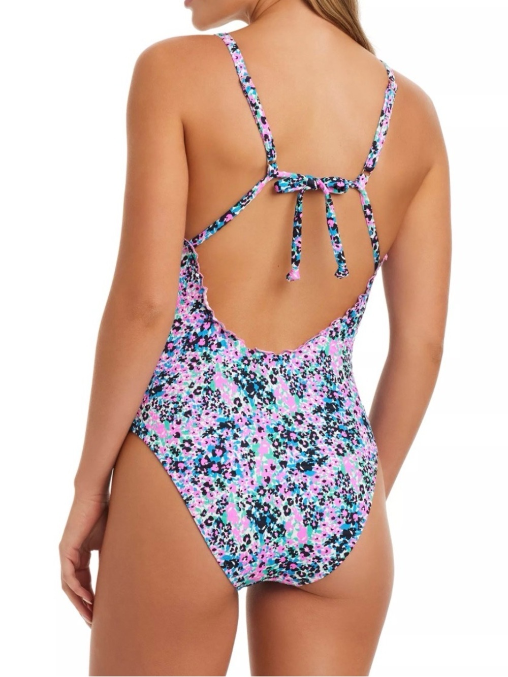 Jessica Simpson | Small Blessings Lettuce Edge One-Piece Swimsuit | Floral | NWT - Picture 2 of 14
